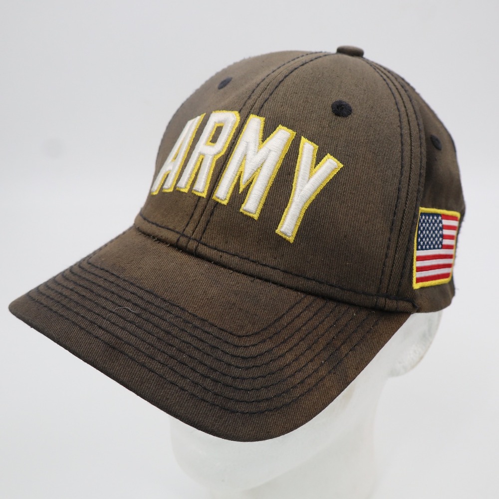 H3 Headwear Army Snapback Hat Brown Yellow US‎ Flag Mule Mascot Cap RN 107208